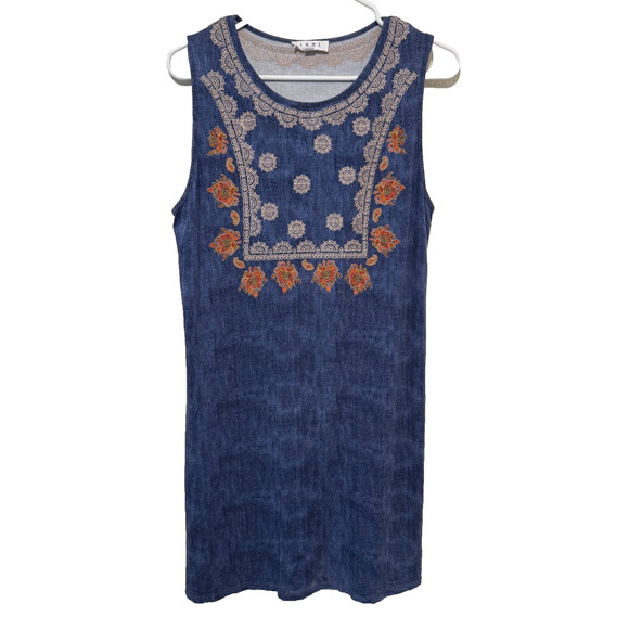 THML Women's Dress Size Medium Embroidered Shift Stretchy Bohemian - Picture 1 of 4